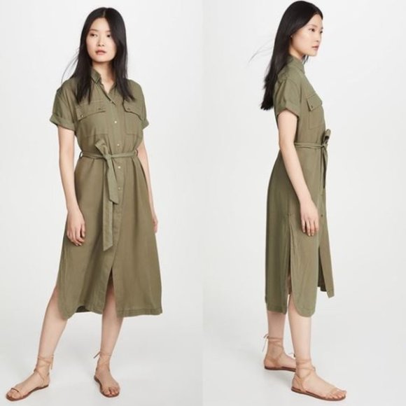 DL1961 Fire Island Utility Dress  in Teddy Green Khaki - Picture 1 of 1
